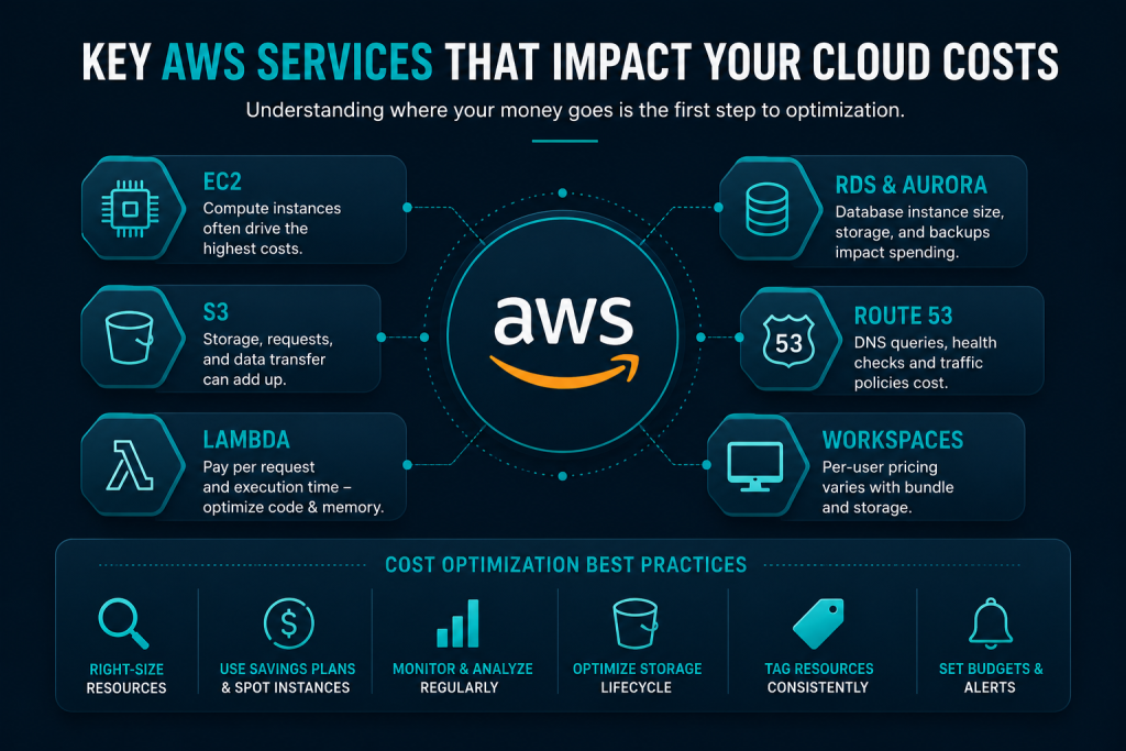 key aws services that impact cloud costs